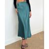 imageBTFBM 2025 Womens Summer Fall Long Satin Skirt Silk Elegant High Waist Cocktail Party Wedding Flowy ALine Midi SkirtsLake Blue