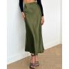 imageBTFBM 2025 Womens Summer Fall Long Satin Skirt Silk Elegant High Waist Cocktail Party Wedding Flowy ALine Midi SkirtsLight Army Green
