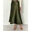 imageBTFBM 2025 Womens Summer Fall Long Satin Skirt Silk Elegant High Waist Cocktail Party Wedding Flowy ALine Midi SkirtsLight Army Green