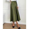 imageBTFBM 2025 Womens Summer Fall Long Satin Skirt Silk Elegant High Waist Cocktail Party Wedding Flowy ALine Midi SkirtsLight Army Green
