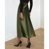 imageBTFBM 2025 Womens Summer Fall Long Satin Skirt Silk Elegant High Waist Cocktail Party Wedding Flowy ALine Midi SkirtsLight Army Green