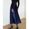 imageBTFBM 2025 Womens Summer Fall Long Satin Skirt Silk Elegant High Waist Cocktail Party Wedding Flowy ALine Midi SkirtsNavy
