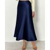 imageBTFBM 2025 Womens Summer Fall Long Satin Skirt Silk Elegant High Waist Cocktail Party Wedding Flowy ALine Midi SkirtsNavy