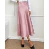 imageBTFBM 2025 Womens Summer Fall Long Satin Skirt Silk Elegant High Waist Cocktail Party Wedding Flowy ALine Midi SkirtsPink