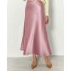 imageBTFBM 2025 Womens Summer Fall Long Satin Skirt Silk Elegant High Waist Cocktail Party Wedding Flowy ALine Midi SkirtsPink