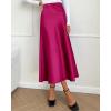 imageBTFBM 2025 Womens Summer Fall Long Satin Skirt Silk Elegant High Waist Cocktail Party Wedding Flowy ALine Midi SkirtsRose Red