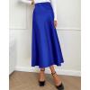 imageBTFBM 2025 Womens Summer Fall Long Satin Skirt Silk Elegant High Waist Cocktail Party Wedding Flowy ALine Midi SkirtsRoyal Blue