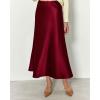 imageBTFBM 2025 Womens Summer Fall Long Satin Skirt Silk Elegant High Waist Cocktail Party Wedding Flowy ALine Midi SkirtsWine Red
