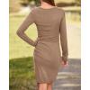 imageBTFBM Fall Dresses for Women 2025 Basic Casual Crew Neck Long Sleeve Ruched Bodycon Short T Shirt Dress Wedding GuestLight Khaki