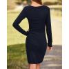 imageBTFBM Fall Dresses for Women 2025 Basic Casual Crew Neck Long Sleeve Ruched Bodycon Short T Shirt Dress Wedding GuestNavy