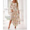imageBTFBM Fall Dresses for Women 2025 Long Sleeve Boho Floral Empire Waist Square Neck Casual Flowy Wedding Guest Maxi DressFloral Apricot Multi