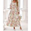 imageBTFBM Fall Dresses for Women 2025 Long Sleeve Boho Floral Empire Waist Square Neck Casual Flowy Wedding Guest Maxi DressFloral Apricot Multi