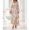 imageBTFBM Fall Dresses for Women 2025 Long Sleeve Boho Floral Empire Waist Square Neck Casual Flowy Wedding Guest Maxi DressFloral Apricot Multi