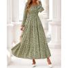 imageBTFBM Fall Dresses for Women 2025 Long Sleeve Boho Floral Empire Waist Square Neck Casual Flowy Wedding Guest Maxi DressFloral Army Green