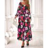 imageBTFBM Fall Dresses for Women 2025 Long Sleeve Boho Floral Empire Waist Square Neck Casual Flowy Wedding Guest Maxi DressFloral Black Multi