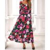 imageBTFBM Fall Dresses for Women 2025 Long Sleeve Boho Floral Empire Waist Square Neck Casual Flowy Wedding Guest Maxi DressFloral Black Multi