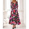 imageBTFBM Fall Dresses for Women 2025 Long Sleeve Boho Floral Empire Waist Square Neck Casual Flowy Wedding Guest Maxi DressFloral Black Multi