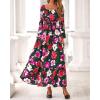 imageBTFBM Fall Dresses for Women 2025 Long Sleeve Boho Floral Empire Waist Square Neck Casual Flowy Wedding Guest Maxi DressFloral Black Multi