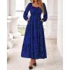 imageBTFBM Fall Dresses for Women 2025 Long Sleeve Boho Floral Empire Waist Square Neck Casual Flowy Wedding Guest Maxi DressFloral Blue Black