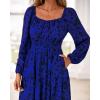imageBTFBM Fall Dresses for Women 2025 Long Sleeve Boho Floral Empire Waist Square Neck Casual Flowy Wedding Guest Maxi DressFloral Blue Black