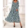 imageBTFBM Fall Dresses for Women 2025 Long Sleeve Boho Floral Empire Waist Square Neck Casual Flowy Wedding Guest Maxi DressFloral Blue Yellow