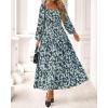 imageBTFBM Fall Dresses for Women 2025 Long Sleeve Boho Floral Empire Waist Square Neck Casual Flowy Wedding Guest Maxi DressFloral Blue Yellow