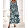 imageBTFBM Fall Dresses for Women 2025 Long Sleeve Boho Floral Empire Waist Square Neck Casual Flowy Wedding Guest Maxi DressFloral Blue Yellow