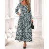 imageBTFBM Fall Dresses for Women 2025 Long Sleeve Boho Floral Empire Waist Square Neck Casual Flowy Wedding Guest Maxi DressFloral Blue Yellow
