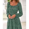 imageBTFBM Fall Dresses for Women 2025 Long Sleeve Boho Floral Empire Waist Square Neck Casual Flowy Wedding Guest Maxi DressPolka Dot Green