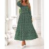 imageBTFBM Fall Dresses for Women 2025 Long Sleeve Boho Floral Empire Waist Square Neck Casual Flowy Wedding Guest Maxi DressPolka Dot Green