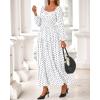 imageBTFBM Fall Dresses for Women 2025 Long Sleeve Boho Floral Empire Waist Square Neck Casual Flowy Wedding Guest Maxi DressPolka Dot White Black