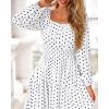 imageBTFBM Fall Dresses for Women 2025 Long Sleeve Boho Floral Empire Waist Square Neck Casual Flowy Wedding Guest Maxi DressPolka Dot White Black