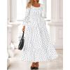 imageBTFBM Fall Dresses for Women 2025 Long Sleeve Boho Floral Empire Waist Square Neck Casual Flowy Wedding Guest Maxi DressPolka Dot White Black