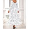 imageBTFBM Fall Dresses for Women 2025 Long Sleeve Boho Floral Empire Waist Square Neck Casual Flowy Wedding Guest Maxi DressPolka Dot White Black