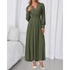 imageBTFBM Womens Long Sleeve Maxi Dress Fall 2025 Casual V Neck Knit A Line Flowy Pockets Elegant Party Wedding Guest DressesArmy Green