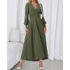 imageBTFBM Womens Long Sleeve Maxi Dress Fall 2025 Casual V Neck Knit A Line Flowy Pockets Elegant Party Wedding Guest DressesArmy Green