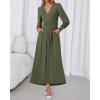 imageBTFBM Womens Long Sleeve Maxi Dress Fall 2025 Casual V Neck Knit A Line Flowy Pockets Elegant Party Wedding Guest DressesArmy Green