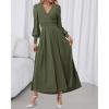 imageBTFBM Womens Long Sleeve Maxi Dress Fall 2025 Casual V Neck Knit A Line Flowy Pockets Elegant Party Wedding Guest DressesArmy Green