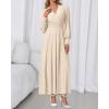 imageBTFBM Womens Long Sleeve Maxi Dress Fall 2025 Casual V Neck Knit A Line Flowy Pockets Elegant Party Wedding Guest DressesBeige
