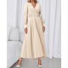 imageBTFBM Womens Long Sleeve Maxi Dress Fall 2025 Casual V Neck Knit A Line Flowy Pockets Elegant Party Wedding Guest DressesBeige