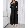 imageBTFBM Womens Long Sleeve Maxi Dress Fall 2025 Casual V Neck Knit A Line Flowy Pockets Elegant Party Wedding Guest DressesBlack