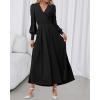 imageBTFBM Womens Long Sleeve Maxi Dress Fall 2025 Casual V Neck Knit A Line Flowy Pockets Elegant Party Wedding Guest DressesBlack