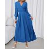 imageBTFBM Womens Long Sleeve Maxi Dress Fall 2025 Casual V Neck Knit A Line Flowy Pockets Elegant Party Wedding Guest DressesBlue