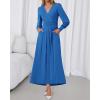 imageBTFBM Womens Long Sleeve Maxi Dress Fall 2025 Casual V Neck Knit A Line Flowy Pockets Elegant Party Wedding Guest DressesBlue