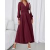 imageBTFBM Womens Long Sleeve Maxi Dress Fall 2025 Casual V Neck Knit A Line Flowy Pockets Elegant Party Wedding Guest DressesBurgundy