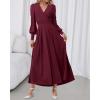 imageBTFBM Womens Long Sleeve Maxi Dress Fall 2025 Casual V Neck Knit A Line Flowy Pockets Elegant Party Wedding Guest DressesBurgundy