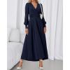 imageBTFBM Womens Long Sleeve Maxi Dress Fall 2025 Casual V Neck Knit A Line Flowy Pockets Elegant Party Wedding Guest DressesNavy