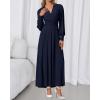 imageBTFBM Womens Long Sleeve Maxi Dress Fall 2025 Casual V Neck Knit A Line Flowy Pockets Elegant Party Wedding Guest DressesNavy
