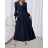 imageBTFBM Womens Long Sleeve Maxi Dress Fall 2025 Casual V Neck Knit A Line Flowy Pockets Elegant Party Wedding Guest DressesNavy