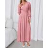 imageBTFBM Womens Long Sleeve Maxi Dress Fall 2025 Casual V Neck Knit A Line Flowy Pockets Elegant Party Wedding Guest DressesPink